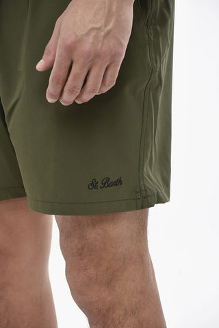 Solid-Color Swim Trunks With Elastic Waist
