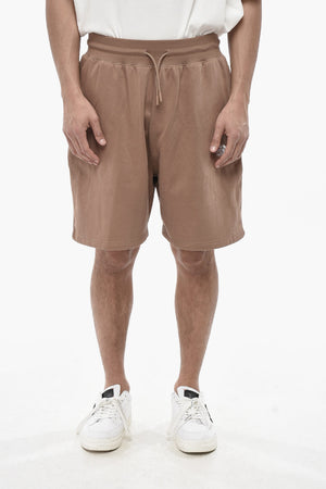 Shorts Relaxed Fit in Misto Cotone Felpato con Elastico in Vita