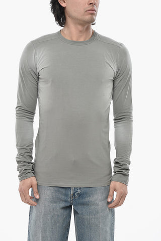 T-Shirt girocollo in Cotone a Maniche Lunghe