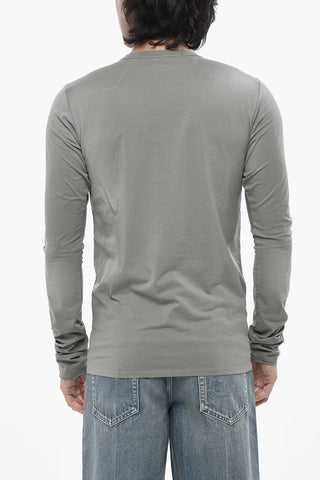 T-Shirt girocollo in Cotone a Maniche Lunghe