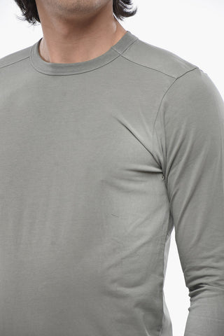 T-Shirt girocollo in Cotone a Maniche Lunghe