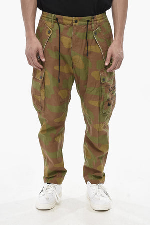 Camouflage Cargo Trousers With Elasticated Waist