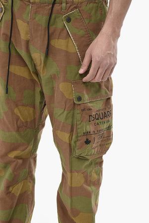 Camouflage Cargo Trousers With Elasticated Waist