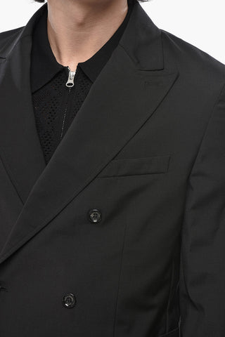 Unlined Double-Breasted Wool-Blend Blazer