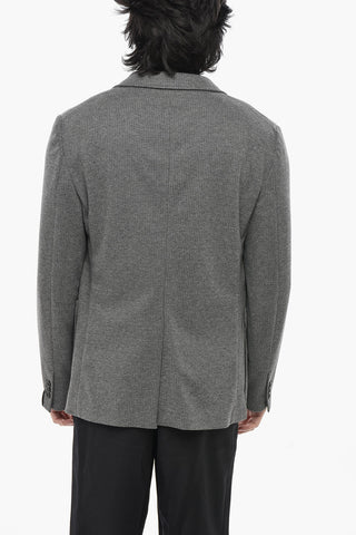 헤링본 패턴 블레이저 패치 포켓