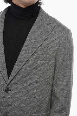 헤링본 패턴 블레이저 패치 포켓