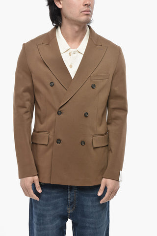 Jersey Double-Breasted Blazer With Flap Pockets