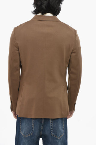 Jersey Double-Breasted Blazer With Flap Pockets