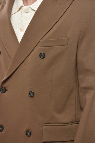 Jersey Double-Breasted Blazer With Flap Pockets