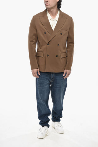 Jersey Double-Breasted Blazer With Flap Pockets