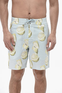 Boxer-Badehose LEMON aus strukturierter Baumwolle mit Schnürdetail