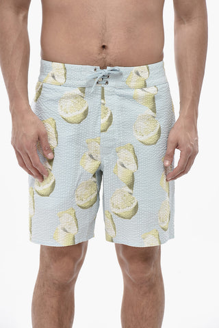 Costume da Bagno Boxer LEMON in Cotone Texturizzato con Dettaglio Allacciato