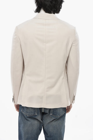 Double-Breasted Wool-Blend Blazer with Patch Pockets