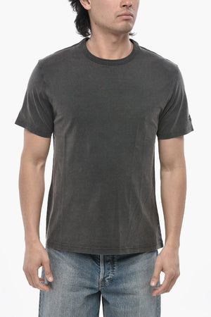 T-Shirt Girocollo in Tinta Unita con Logo Ricamato