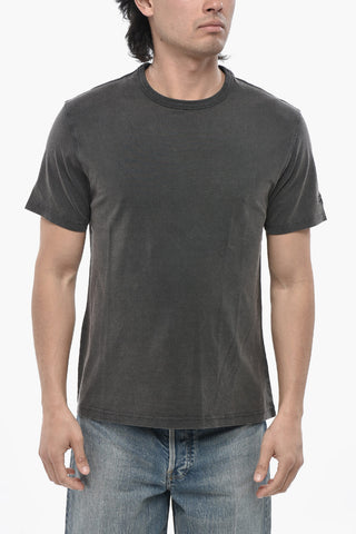 T-Shirt Girocollo in Tinta Unita con Logo Ricamato
