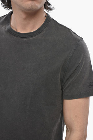 T-Shirt Girocollo in Tinta Unita con Logo Ricamato