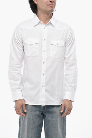 Camicia in Tinta Unita con Bottoni Automatici