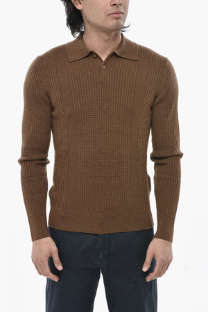 Schurwollpullover mit Polo-Kragen