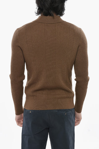 Schurwollpullover mit Polo-Kragen