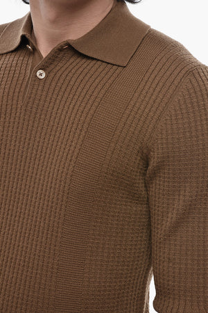 Schurwollpullover mit Polo-Kragen