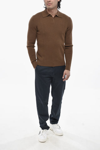 Schurwollpullover mit Polo-Kragen