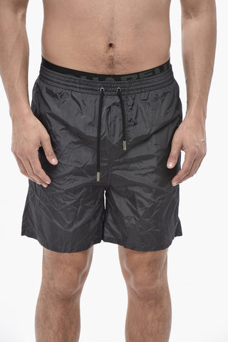 Costume da Bagno Boxer in Nylon a Tinta Unita