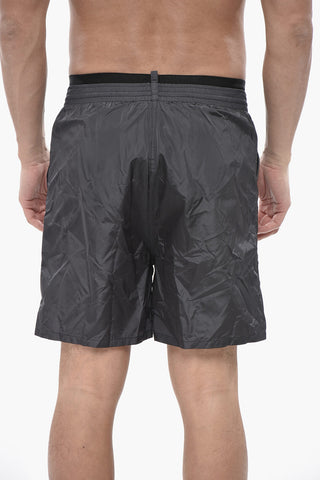 Costume da Bagno Boxer in Nylon a Tinta Unita