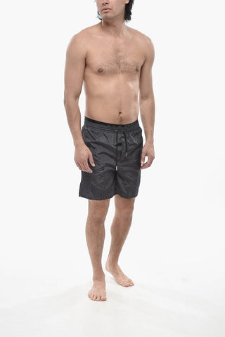 Costume da Bagno Boxer in Nylon a Tinta Unita