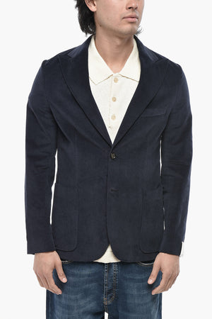 Blazer Slim Fit in Velour con Rever a Lancia