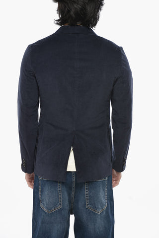 Slim-Fit Velour Blazer With Peaked Lapel