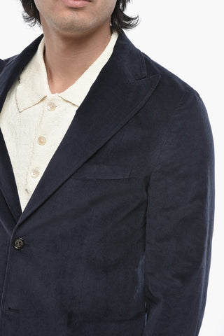 Slim-Fit Velour Blazer With Peaked Lapel