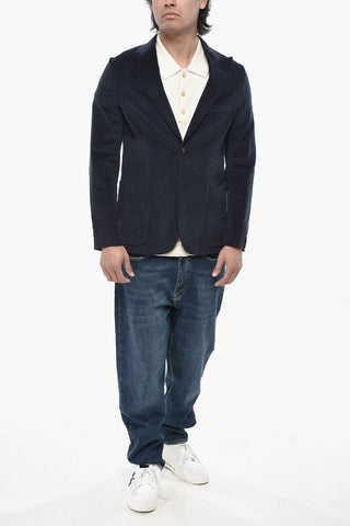 Slim-Fit Velour Blazer With Peaked Lapel