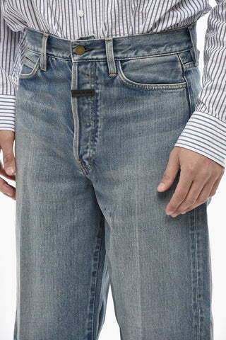 Jeans a Gamba Dritta con Orlo Sfrangiato 19cm