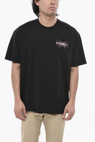 Crewneck T-Shirt SPIDERWEB in Solid Color with Front Print