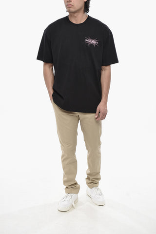 Crewneck T-Shirt SPIDERWEB in Solid Color with Front Print