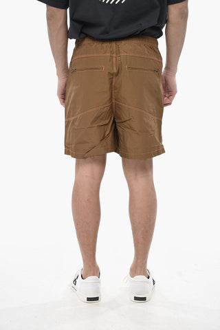 Shorts in Cotone con Cuciture a Vista