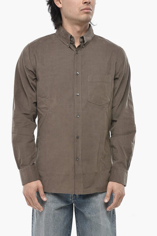 Camicia in Velour con Colletto Button-Down