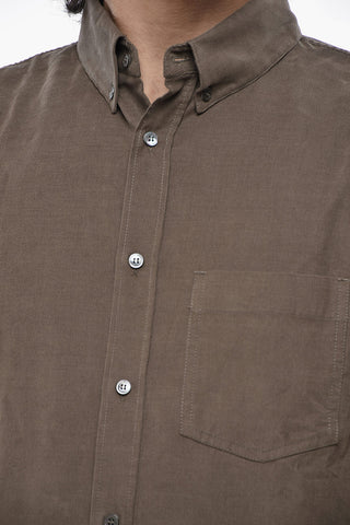Camicia in Velour con Colletto Button-Down