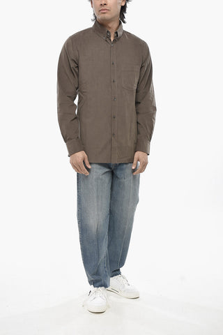 Camicia in Velour con Colletto Button-Down