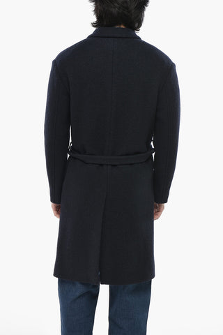 Virgin Wool Coat With Shawl Lapel And Belt