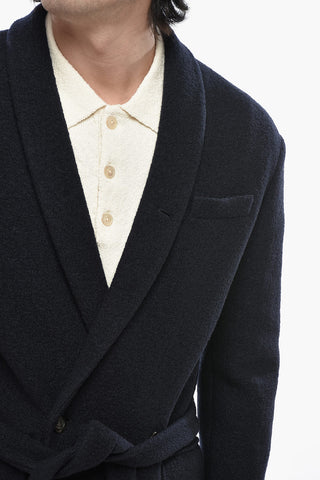 Virgin Wool Coat With Shawl Lapel And Belt