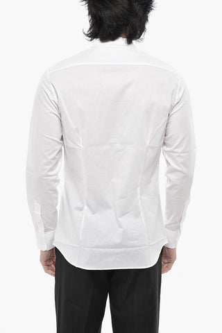 Camicia in Cotone Stretch con Colletto Coreano