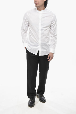 Camicia in Cotone Stretch con Colletto Coreano