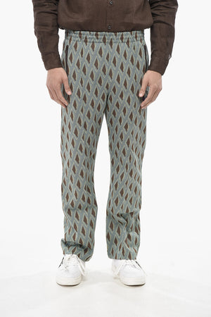 Two-Tone Casual Pants with Elastic Waist
