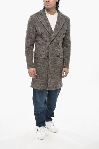 Virgin Wool Double-Breasted Coat with Flap Pockets
