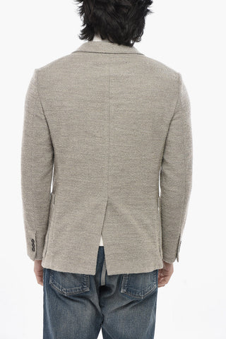 Blazer Sfoderato in Misto Cotone Bouclè con Tasche a Toppa