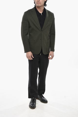 Blazer Slim Fit in Jersey con Tasche a Toppa