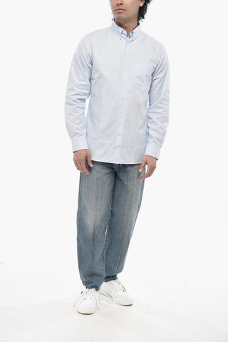 Camicia Button-Down in Tinta Unita con Taschino