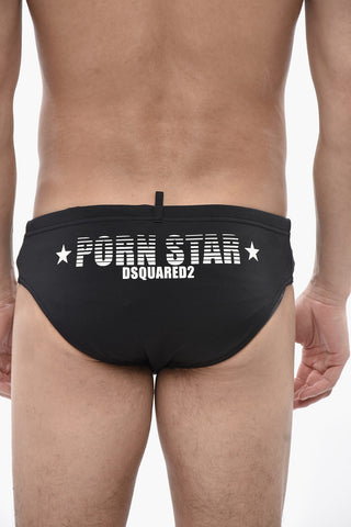 Slip Aus Stretch-Nylon Mit Kontrastierendem Logo