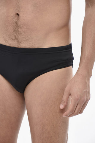 Costume da Bagno Slip in Nylon Stretch con Logo a Contrasto